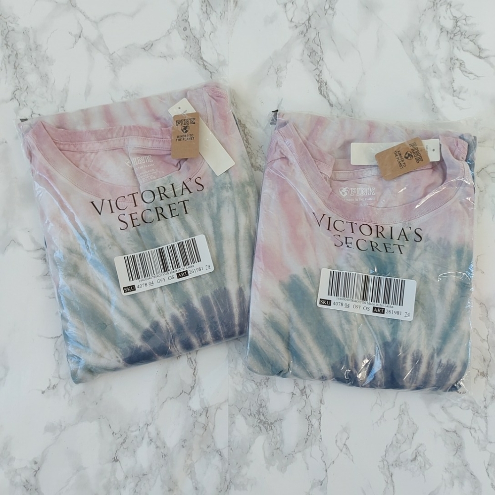 PINK VS Tie Dye ONE SIZE Short TEE Tshirt - Picture 3 of 6